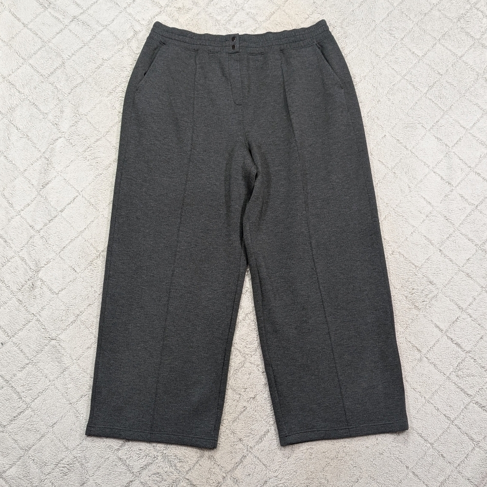 Spanx Pants Womens 3X Gray Heather AirEssentials Brushed Straight Wide Leg